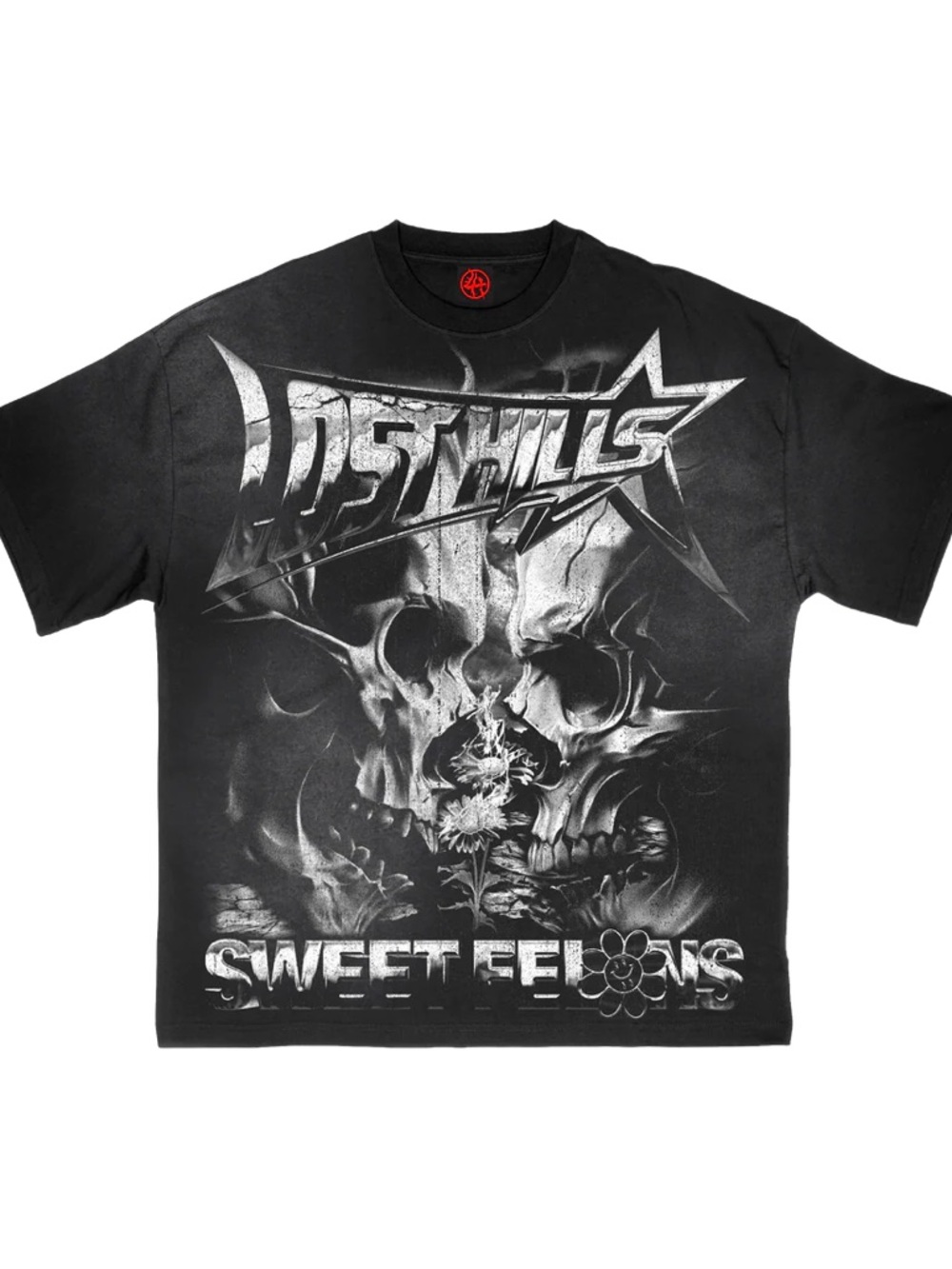 LOST HILLS X SWEET FELONS Collab T-Shirt Black Size Small Dueling Skulls